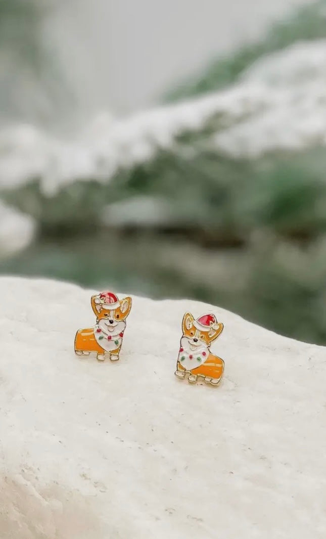 Corgi Christmas Earrings