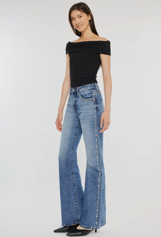 Kancan High Rise Wide Flare Jeans