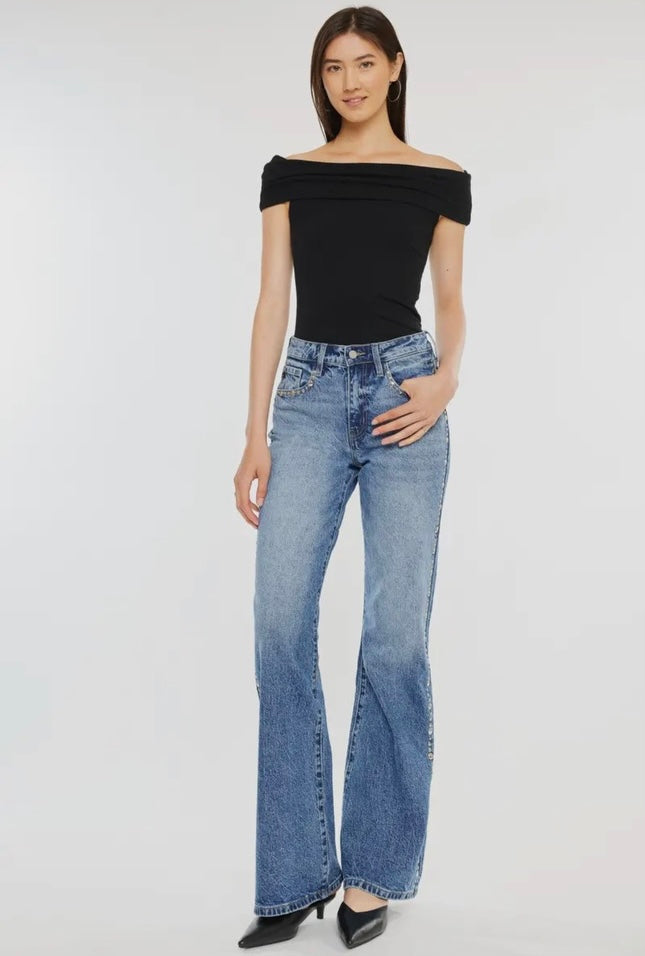 Kancan High Rise Wide Flare Jeans