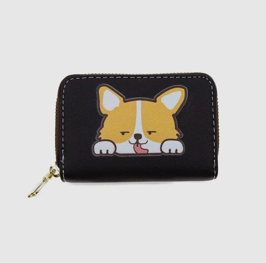 Corgi Card Holder Wallet - Black