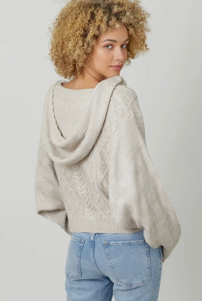 Dolman Sleeve Cable Knit Cropped Sweater