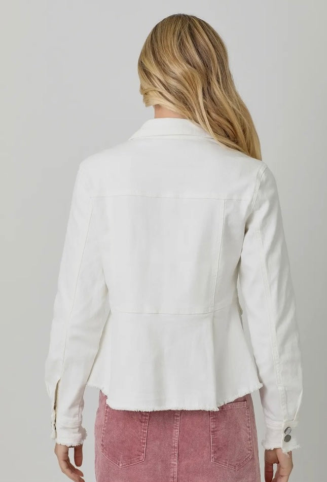 Mystree Ivory Denim Peplum Jacket